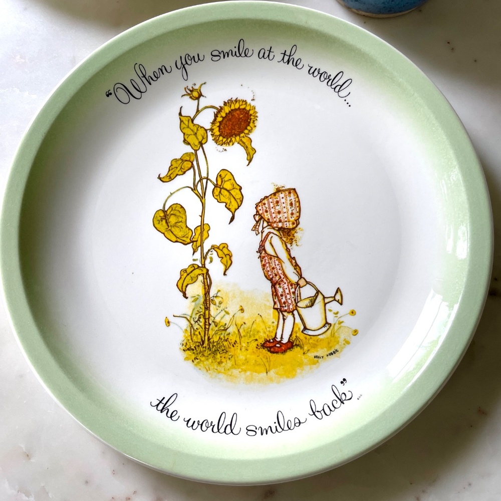 Holly Hobbie Collectible Plate Vintage 1972, Sunflower, Smile at the World